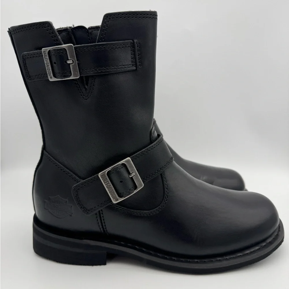 Harley-Davidson Women's 10 Barlyn 6-Inch Engineer Black Motorcycle Boots, D84721 - Picture 1 of 13